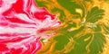 Flowing pink, yellow and green acrylic paints Royalty Free Stock Photo