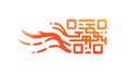 Flowing QR Code Digital Data Abstract, vector design Generative AI Royalty Free Stock Photo