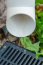 Flowing rainwater flows down in a thin stream into the grid drainage system