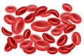 Flowing red blood cells, erythrocyte isolated on white background, health care concept, vector illustration Royalty Free Stock Photo