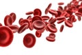 Flowing red blood cells isolated on white background Royalty Free Stock Photo