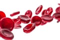 Flowing red blood cells isolated on white background Royalty Free Stock Photo