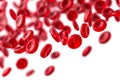 Flowing red blood cells isolated on white background Royalty Free Stock Photo