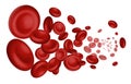 Flowing Red Blood Cells on white background, 3D realistic vector illustration Royalty Free Stock Photo