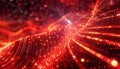 Flowing red light patterns create a dynamic visual effect in a digital landscape Royalty Free Stock Photo
