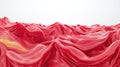 Flowing red waves create a surreal landscape against a stark white background, AI Royalty Free Stock Photo