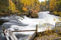 Flowing river flow over riffles and rocks