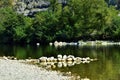 Passing river in the heart of the ArdÃÂ¨che gorges, South of France, Ruoms