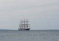 Flowing on sea sailing ship Royalty Free Stock Photo