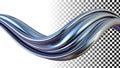 Flowing silver wave, dynamic metallic element for modern designs png transparent image Generative AI