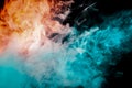 Flowing smoke on a black background, gray, blue, red