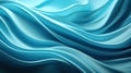 Flowing Soft Wavy Pattern Cyan Color Luxury Silk Cloth