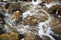 Flowing Stream around River Rocks Background