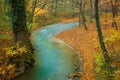 Flowing stream in autumn forest Royalty Free Stock Photo