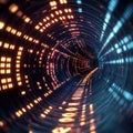 flowing stream of binary code travels through digital tunnel, creating mesmerizing visual effect. vibrant colors and patterns Royalty Free Stock Photo