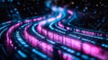 Flowing Streams of Pink and Blue Binary Code Data Creating a Dynamic Visual on a Dark Background Royalty Free Stock Photo