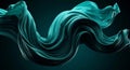 Flowing teal silk fabric with waves and curves against a dark background Royalty Free Stock Photo
