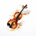 Surrealistic Orange Violin With Whiplash Line - Detailed Realism