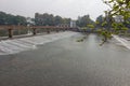 Flowing water in the dam, water supply for summer