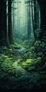 Flowing Water Through A Forest - Patrick Brown Style Illustration