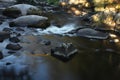 Flowing water over rocks and boulders Royalty Free Stock Photo