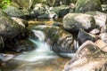 Flowing water of a river in the forest. Blurred motion, long exposure Royalty Free Stock Photo