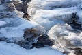 Flowing water under melting ice, concept of global warming Royalty Free Stock Photo