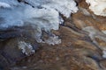 Flowing water under melting ice, concept of global warming Royalty Free Stock Photo