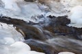 Flowing water under melting ice, concept of global warming Royalty Free Stock Photo