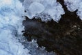 Flowing water under melting ice, concept of global warming Royalty Free Stock Photo