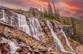 Flowing Waterfall at Lake O`Hara Sunrise in the Canadian Rockies of Yoho National Park