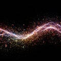 Flowing wave of colorful binary code, featuring scattered 1s and 0s in bright hues like