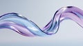 Abstract Glass-Like Wave in Translucent Purple and Blue on White Background Royalty Free Stock Photo
