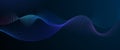Vector Abstract flowing wave line, particle dot pattern, neon light on dark blue gradient background