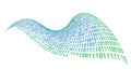 Digital data stream of binary code forming a flowing wave pattern in gradient shades of blue and green on a white Royalty Free Stock Photo