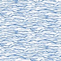 Flowing Wave Water Texture Seamless Vector Pattern. Blue Hand Drawn for Lake, River, Sea or Ocean Pool Background. Great for Royalty Free Stock Photo