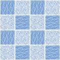 Flowing Wave Water Texture Tile. Seamless Vector Pattern. Blue Mosaic Hand Drawn for Lake, River, Sea or Ocean Pool Background. Royalty Free Stock Photo