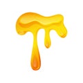 Flowing yellow viscous liquid. Lemon jelly or honey drops. Vector illustration on a white isolated background.