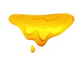 Flowing yellow viscous liquid on a white isolated background. Lemon jelly or honey drops. Vector illustration.