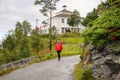 Bergen, Norway, `Floyen Folkerestaurant` restaurant and tourist center. Floyen mountain.