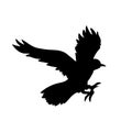 Floying crow Ravens black silhouette vector Royalty Free Stock Photo