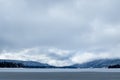 Flozen Lake, Climate Change at Southern California, Big Bear Lake, San Bernardino, 2016 Royalty Free Stock Photo