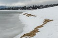 Flozen Lake, Climate Change at Southern California, Big Bear Lake, San Bernardino, 2016 Royalty Free Stock Photo