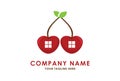 Two Red Cherry Abstract Building Logo Design