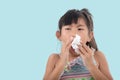 Flu cold or allergy symptom.Sick young asian girl Royalty Free Stock Photo