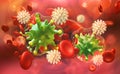 Flu and common cold. Leukocytes attack the virus. Immunity of the body Royalty Free Stock Photo