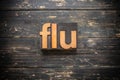 Flu Concept Vintage Wooden Letterpress Type Word Royalty Free Stock Photo
