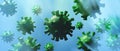 Flu coronavirus floating, micro view, pandemic virus infection, asian flu concept.3d illustration Royalty Free Stock Photo