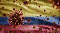 Colombian flag waving with Coronavirus outbreak. Pandemic Covid 19 Colombia Royalty Free Stock Photo