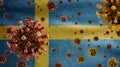 Swedish flag waving with Coronavirus outbreak. Pandemic Covid 19 Sweden virus Royalty Free Stock Photo